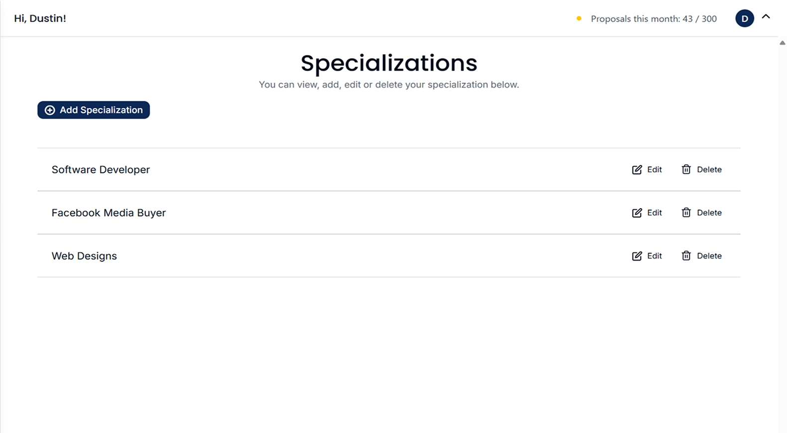 Specialization Profiles